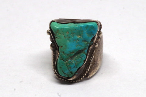 Bold Native American Turquoise Nugget Silver Ring